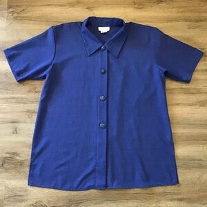 VINTAGE Pride & Joy Size 18W House Coat Shirt Button Down Alice Brady Blue